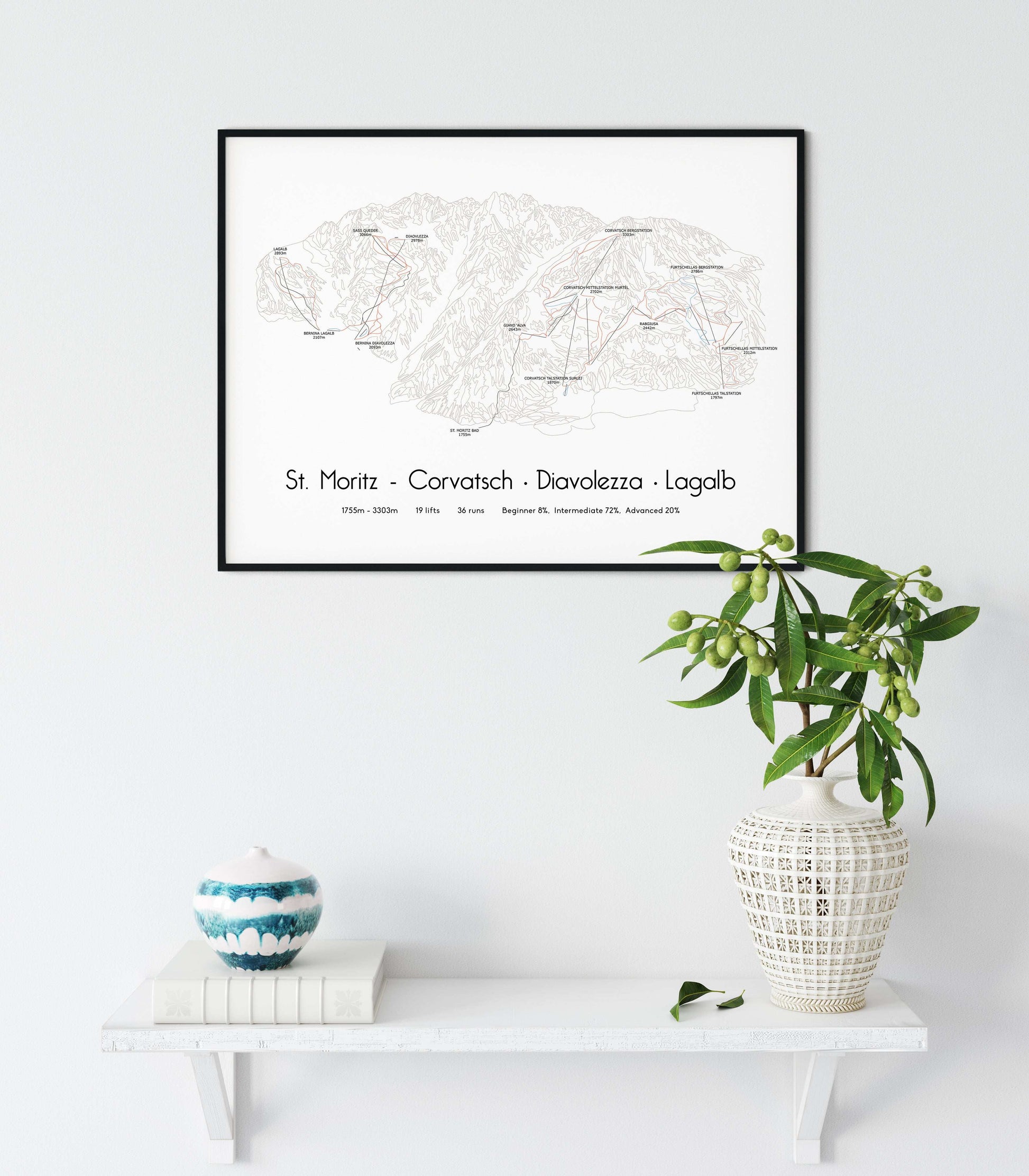 st moritz corvatsch diavolezza lagalb mountain artwork shelf