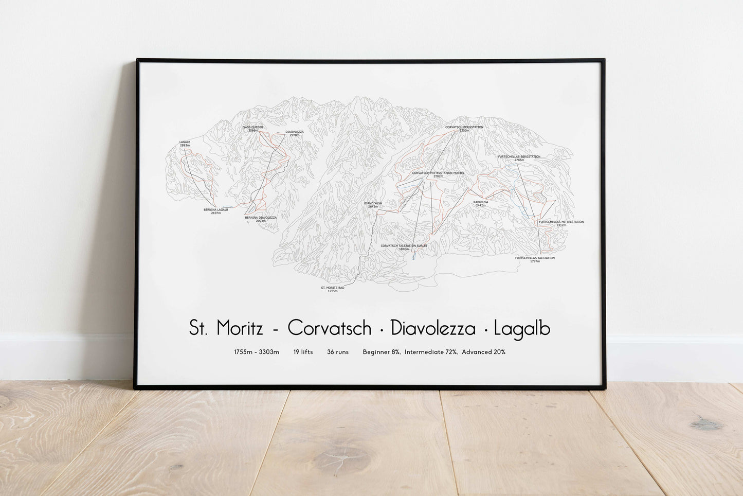 st moritz corvatsch diavolezza lagalb mountain artwork black