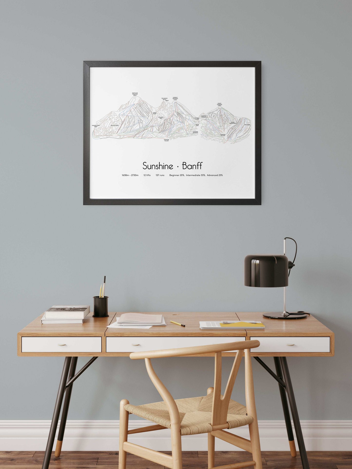 Sunshine Banff Ski Resort Art Poster office