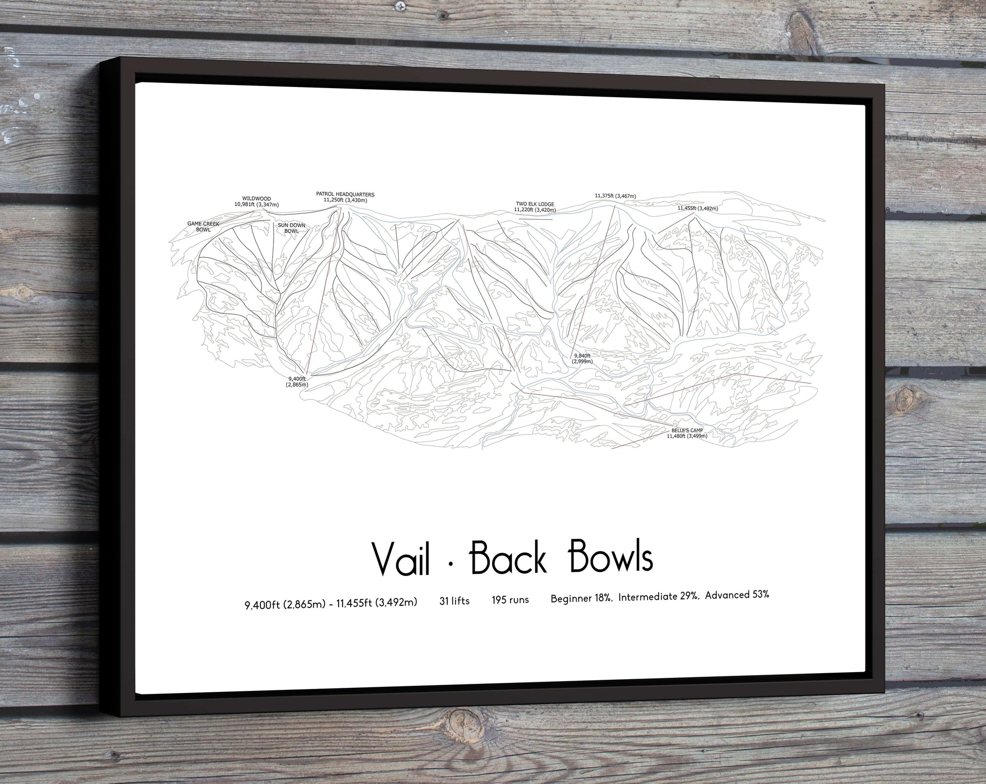 vail back bowls mountain artwork wooden
