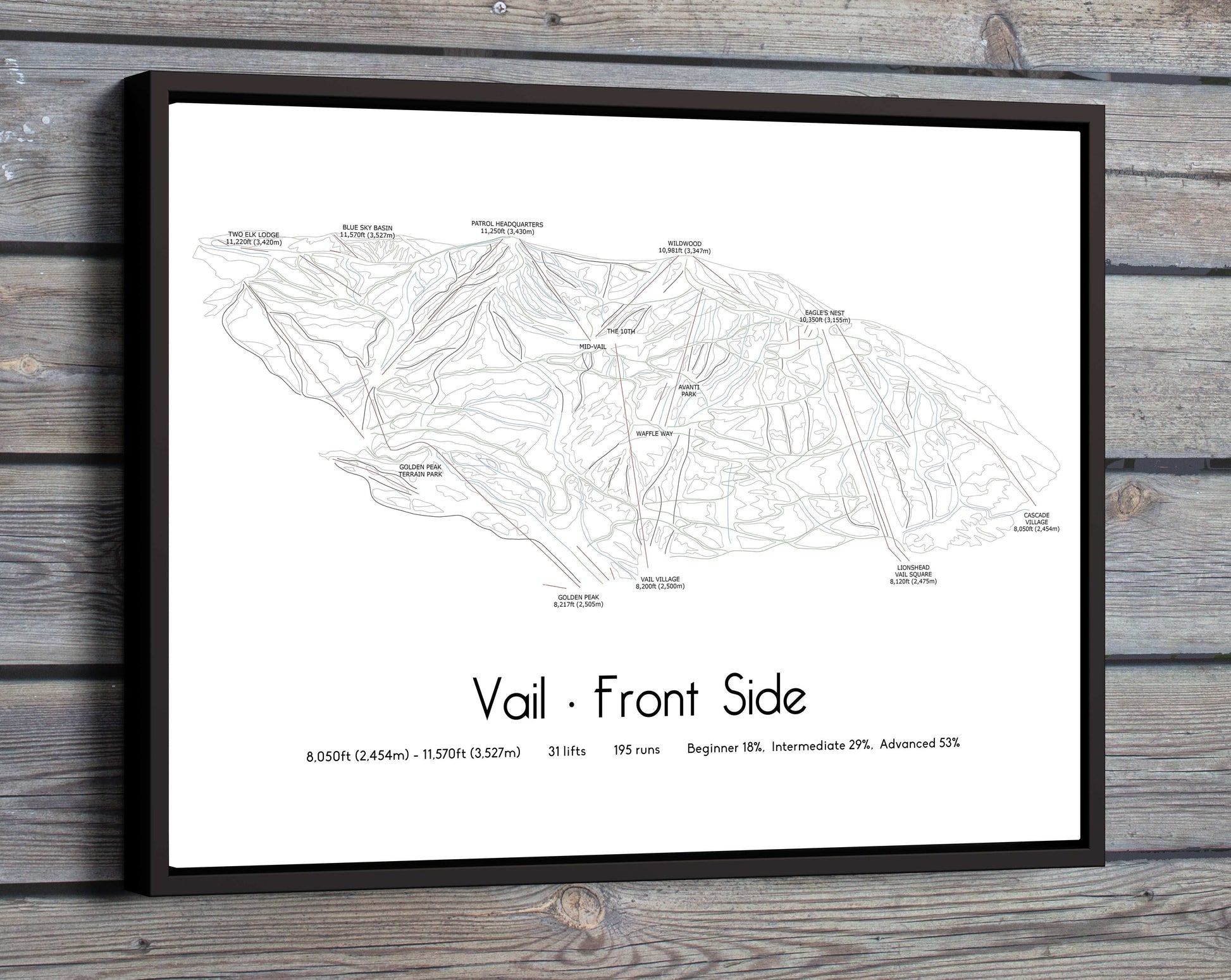 vail front side mountain artwork wooden