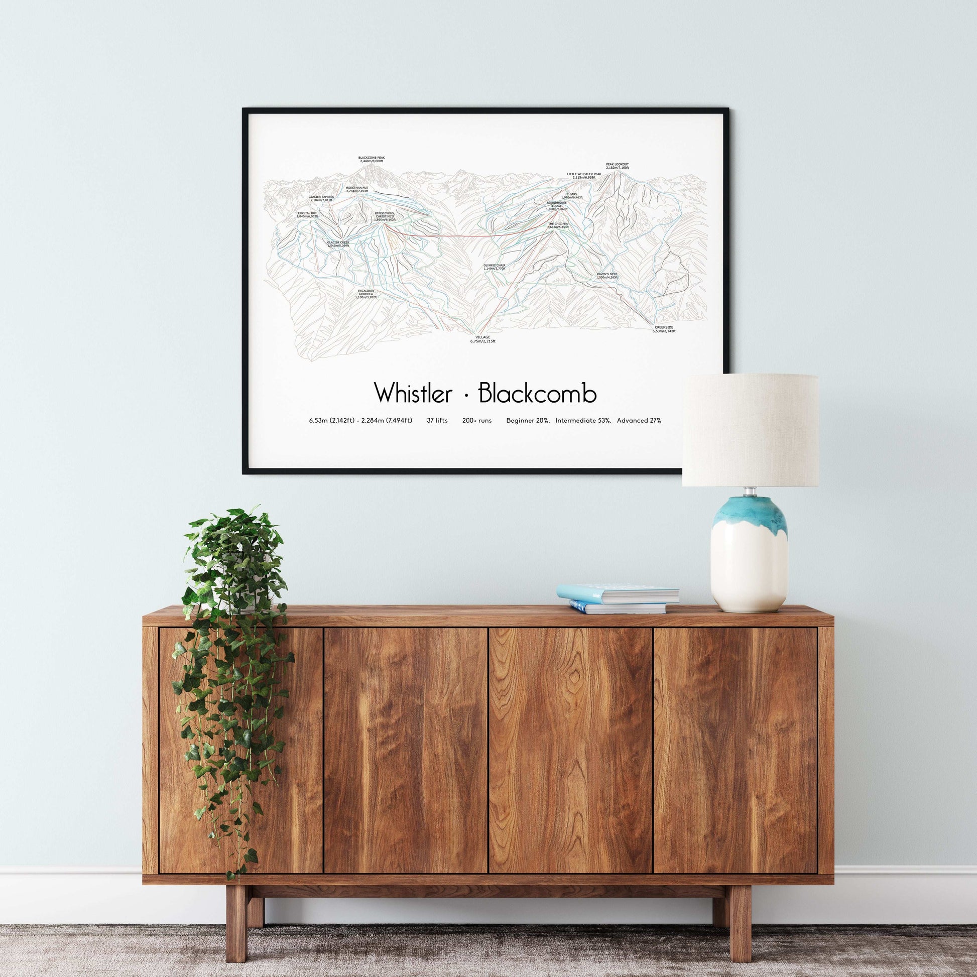 whistler blackcomb ski art print in hall
