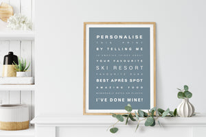 Personalised Ski Snowboarding Poster Print