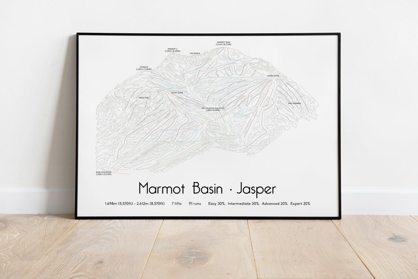 Marmot Basin Jasper mountain artwork black